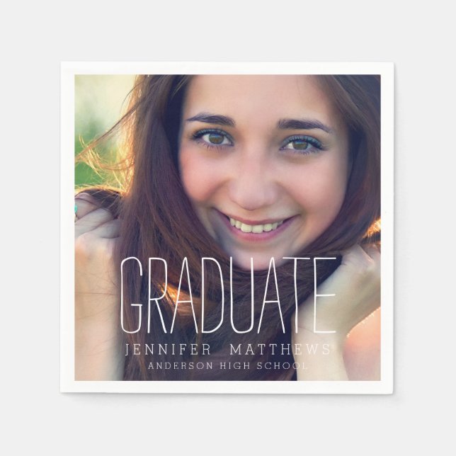 Elegant Photo Graduation Party Paper Napkins (Front)