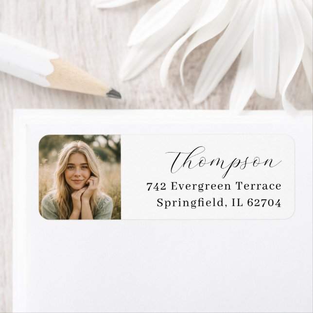 Elegant Photo Graduation Return Address Label (Insitu)