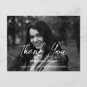 Elegant Photo graduation Thank you Postcard