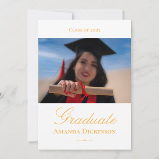 Elegant Photo Graduation Yellow Invitation