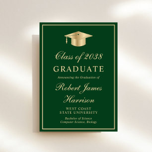 Elegant Photo Green Gold Graduation Party Invitation