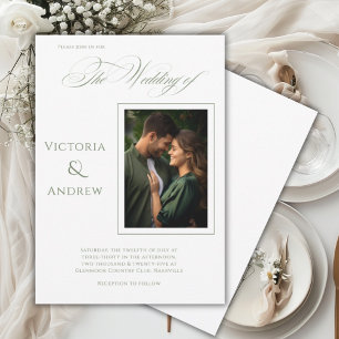 Elegant Photo Green Modern Wedding Invitation