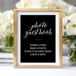 Elegant Photo Guest Book Black Wedding Sign