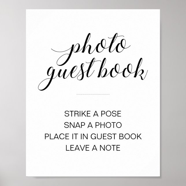 Elegant Photo Guest Book Wedding Sign (Front)
