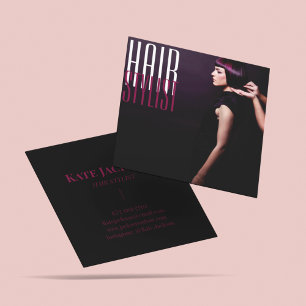 Elegant Photo Hairstylist Hairdresser Beauty Salon Square Business Card