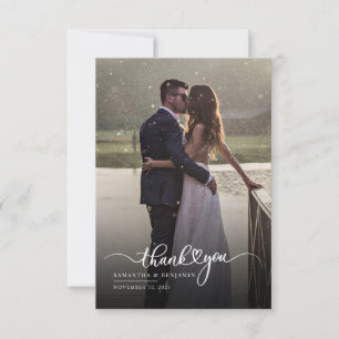 Elegant Photo Hand-Lettered Wedding Thank You Card