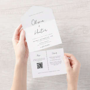 Elegant Photo Handwritten Wedding All In One Invitation