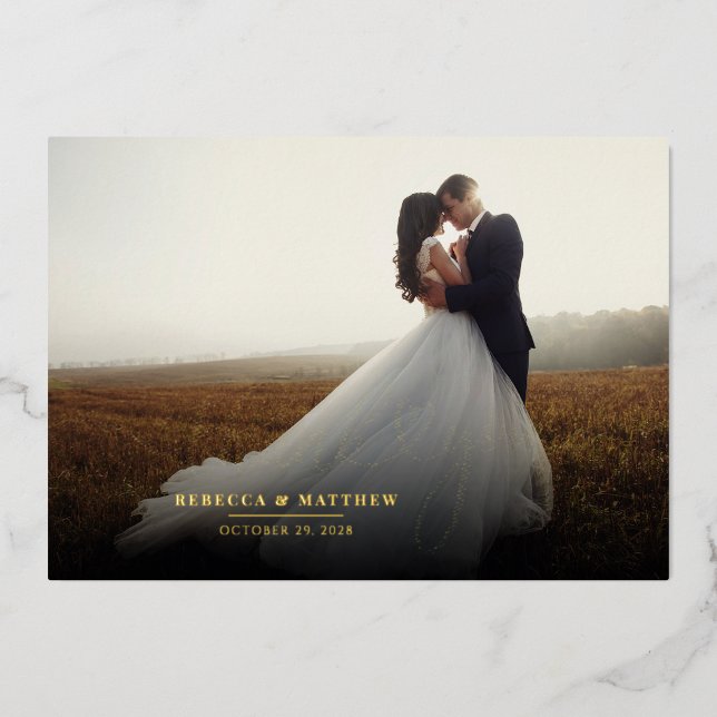 Elegant Photo Handwritten Wedding Thank You (Front)