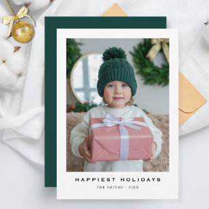Elegant Photo Happiest Holidays Chirstmas Card