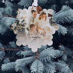 Elegant Photo Happy Holidays Christmas Tree Tree Decoration Card
