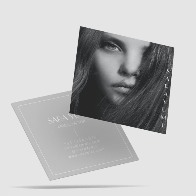 Elegant Photo Headshot Model Actress Theatre Frame Square Business Card (Creator Uploaded)