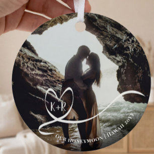 Elegant Photo Honeymoon Trip Memories Keepsake Metal Tree Decoration