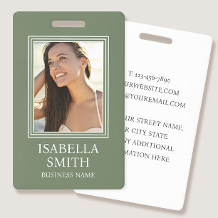 Elegant Photo ID Badge Custom Template Green