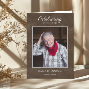 Elegant Photo Leather  Texture Funeral Memorial Program