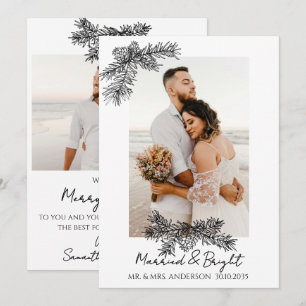 Elegant Photo Married & Bright Simple Christmas Holiday Card