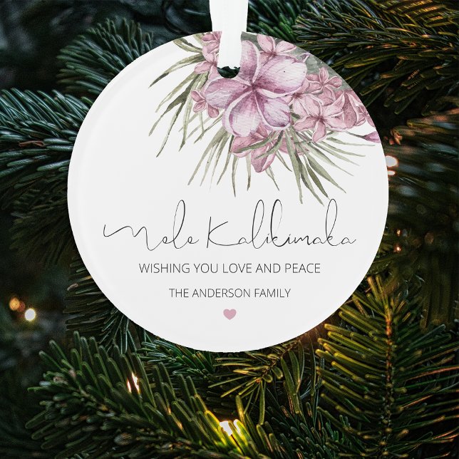 Elegant Photo Mele Kalikimaka Christmas Tree Ornament (Creator Uploaded)
