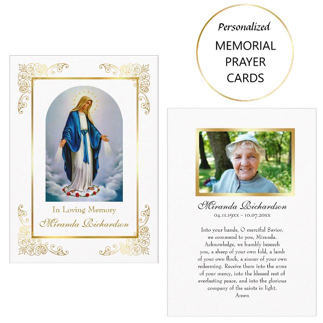 Elegant Photo Memorial Catholic Prayer Card (Creator Uploaded)