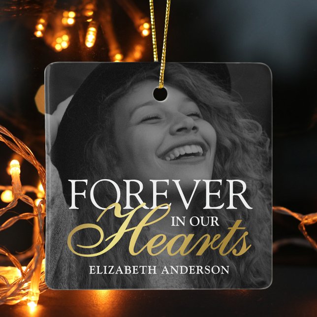 Elegant Photo Memorial Christmas Ceramic Ornament (Creator Uploaded)