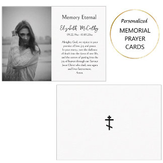 Elegant Photo Memorial Orthodox Prayer Card       