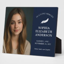 Elegant Photo Memorial Remembrance Navy Blue