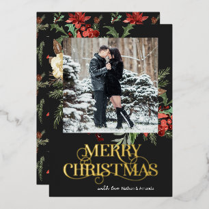 Elegant Photo Merry Christmas Foil Holiday Card