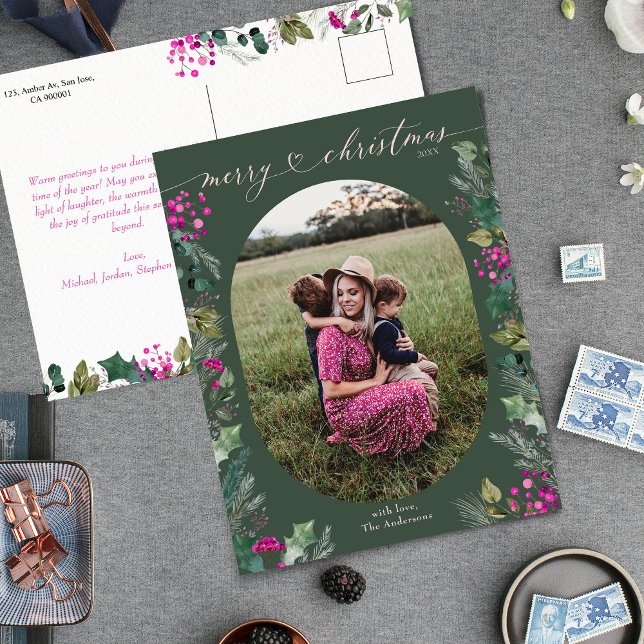 Elegant Photo Merry Christmas Holiday Postcard (Creator Uploaded)