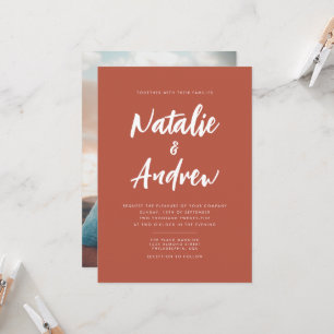 Elegant Photo Minimalist Script Misty Burnt Orange Invitation