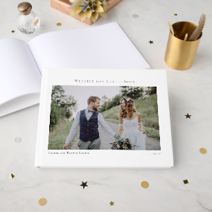 Elegant Photo Minimalist Script Wedding Guest Book