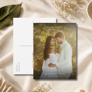 Elegant Photo Minimalist Wedding Save the Date Announcement Postcard