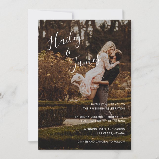 Elegant Photo Modern All In One Wedding Invitation (Front)