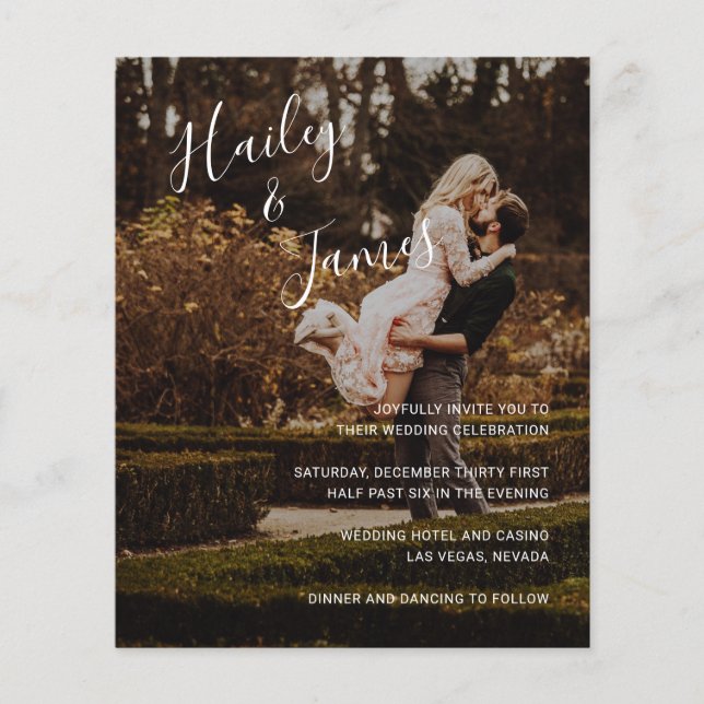 Elegant Photo Modern Budget Wedding Invitation (Front)