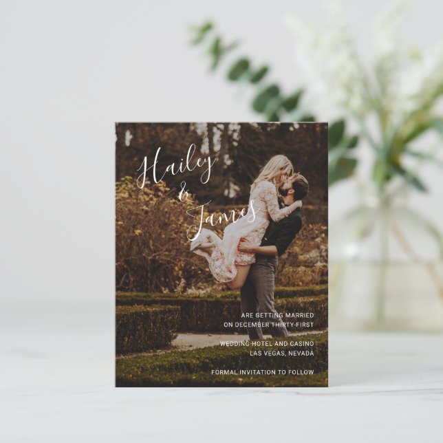 Elegant Photo Modern Budget Wedding Save the Date (Standing Front)