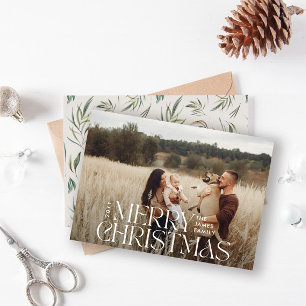 Elegant photo modern minimal natural botanical holiday card