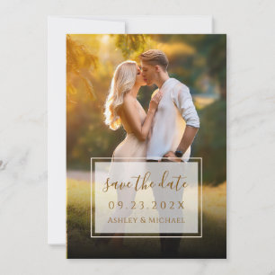 Elegant Photo Modern Script Transparent Wedding Save The Date