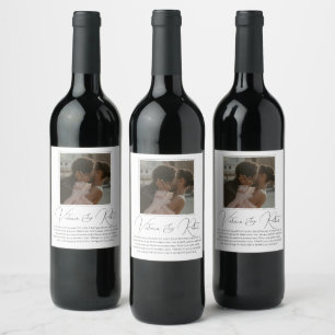 Elegant Photo Modern Toast Personalised Wedding Wine Label