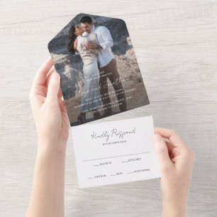 Elegant Photo Modern Wedding All In One Invitation