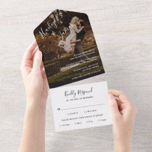Elegant Photo Modern Wedding All In One Invitation