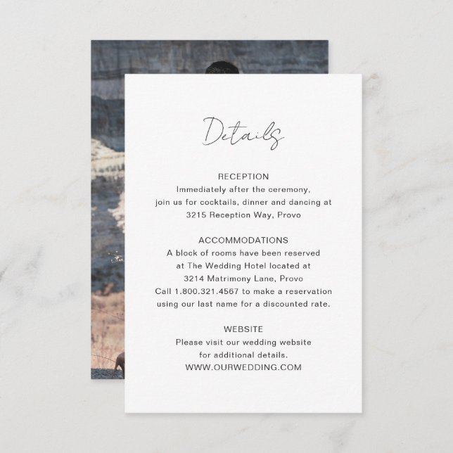 Elegant Photo Modern Wedding Enclosure Card (Front/Back)