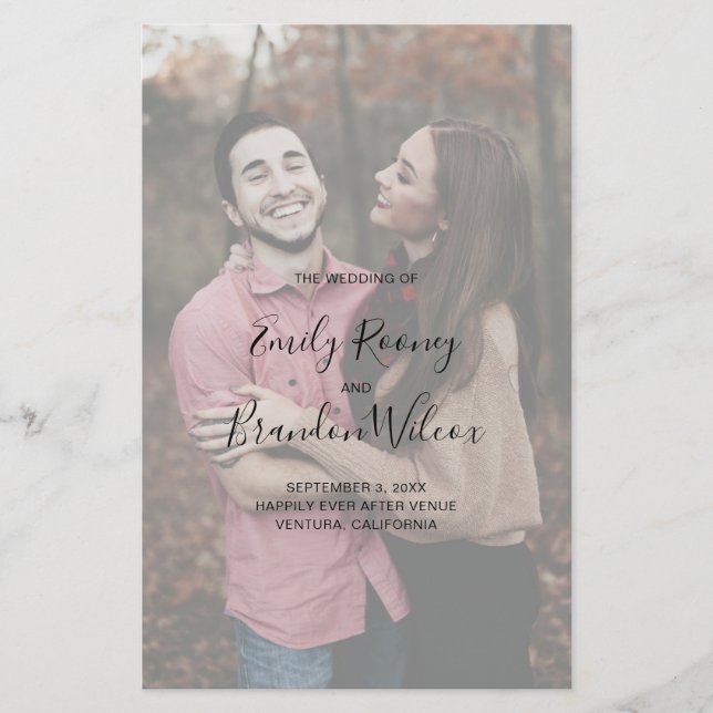 Elegant Photo Modern Wedding Program (Front)