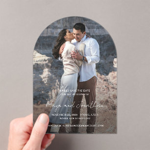 Elegant Photo Modern Wedding Save the Date Acrylic Invitations