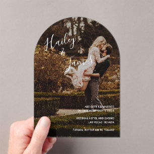Elegant Photo Modern Wedding Save the Date Acrylic Invitations