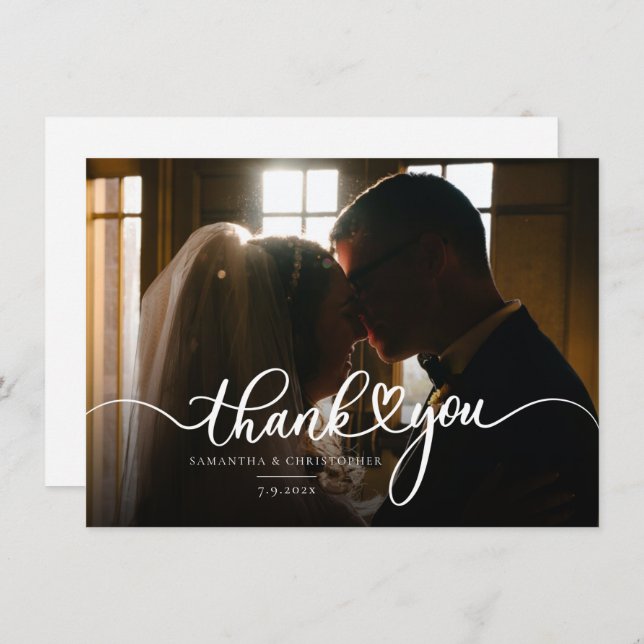 Elegant Photo Modern Wedding Thank You (Front/Back)