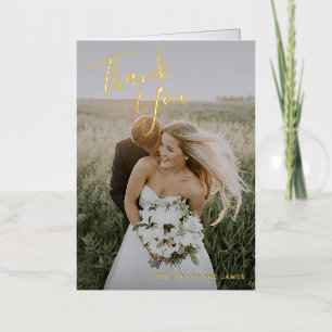 Elegant Photo Modern Wedding Thank You Foil Greeting Card