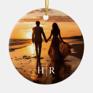 Elegant Photo Monogram Ceramic Ornament