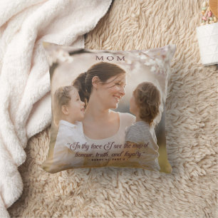 Elegant Photo Mum Quote Modern Script Cushion