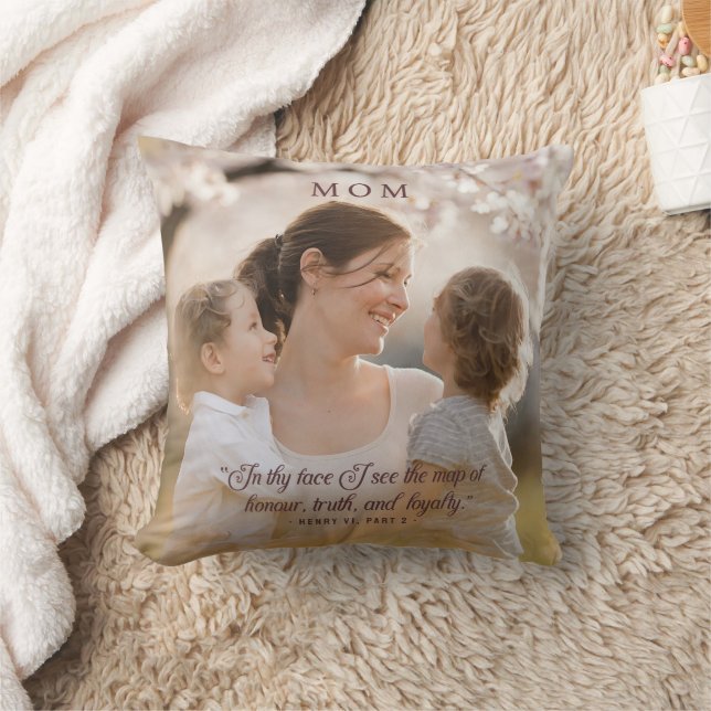 Elegant Photo Mum Quote Modern Script Cushion (Blanket)