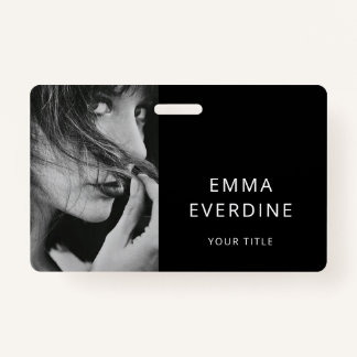 Elegant Photo Name Title  ID Badge