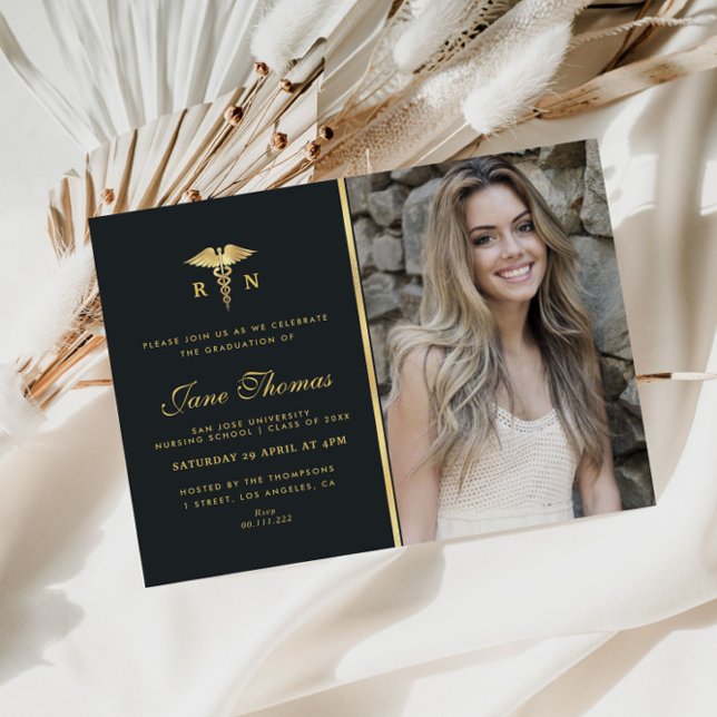 Elegant photo Nursing school graduation party Invitation (Creator Uploaded)