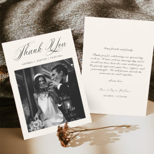 Elegant Photo Old Money Wedding Thank You Card