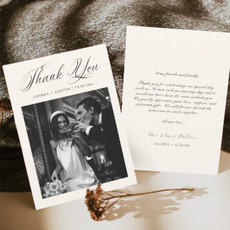 Elegant Photo Old Money Wedding Thank You Card
